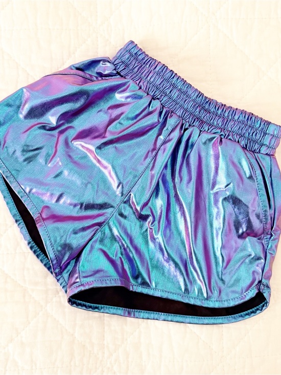 None Other - Iridescent Blue-Purple Kids' Athletic Shorts 3T